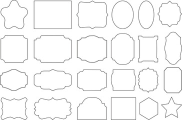 Vector set of vintage blank paper sheet frames and labels with retro ornamental border design