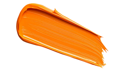 textured abstract orange color paint stroke isolated on transparent background, png