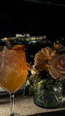 romantic view with the glass of cocktail