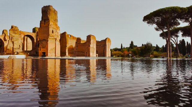 The ruins of the Baths of Caracalla, Rome, Italy, dating back to 212 AD, under the emperors Septimius Severus and Caracalla
