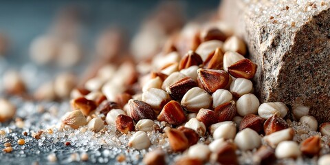 Buckwheat kernels and salt grain seasoning