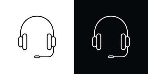 Headphones icons vector symbol with editable stroke lines for web designs