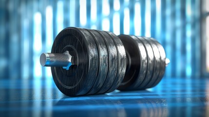 3d illustration of a pair of dumbbells set against a vibrant blue background for fitness enthusiasts