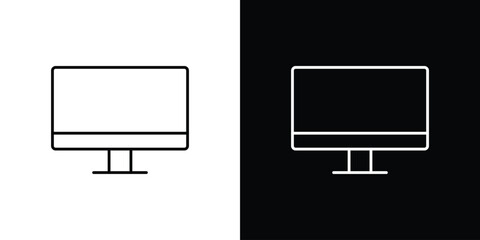 Monitor icons vector symbol with editable stroke lines for web designs