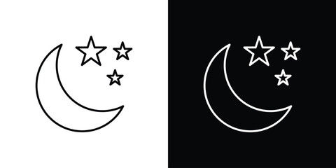 Moon icons vector symbol with editable stroke lines for web designs © basit