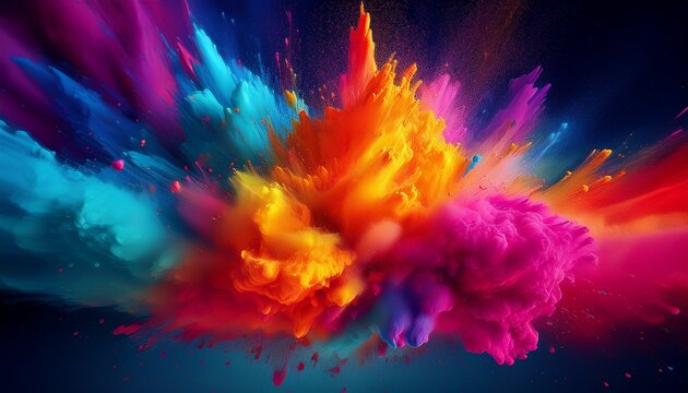 abstract explosion of vibrant colored powder - Powered by Adobe