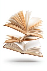 Fototapeta premium Stacked open books with fanned pages