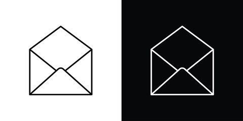 Open envelope icons vector symbol with editable stroke lines for web designs