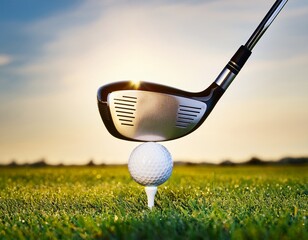 golf club poised over white ball on tee