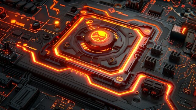 3d rendering of computer hacked with system error, cyber attack, and malware threat symbols