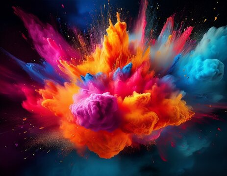 explosion of vibrant colored powder