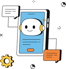 Ai chatbot support with artificial intelligence integration isometric flat vector illustration
