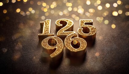 gold glitter numerals on matte surface