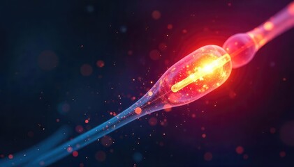 Close-up of a single glowing filament, subtly shifting colors, representing the gradual process of evolutionary change and adaptation in nature , light, radiance