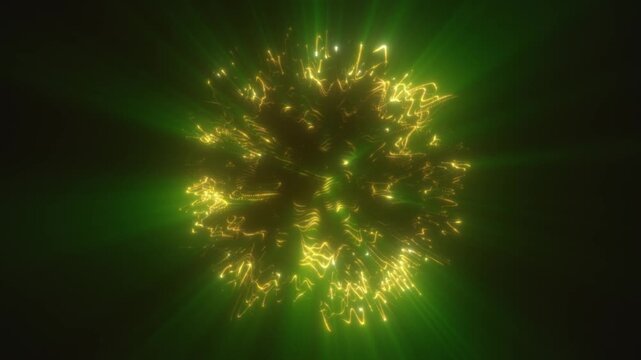 Glowing green and yellow energy burst with radial light rays