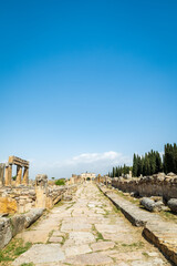 Hierapolis archaeological site at Pammukale, Denizli, Turkey. archaeological ruins of Hierapolis.