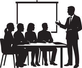 Team meeting silhouette vector