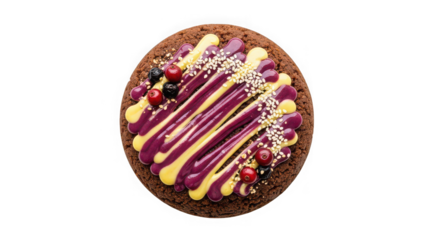 Decadent chocolate easter egg with fruit and drizzle