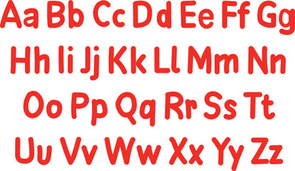 Red alphabet display uppercase and lowercase letters for learning.