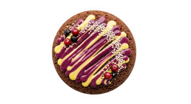 Decadent chocolate easter egg with fruit and drizzle