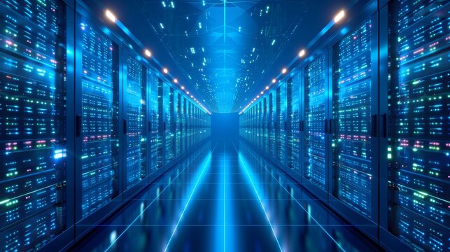 Server racks in data center  the backbone of cloud computing, ai, and database management