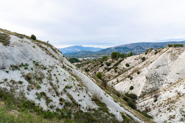 Landscape with white sandstone gullies