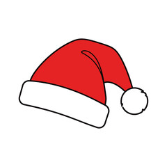 Simple vector illustration of a traditional red Santa Claus hat icon isolated on white.