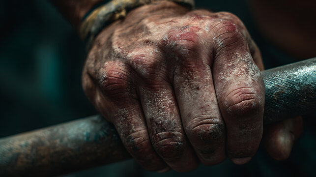 Hands with calluses caused by strenuous exercise