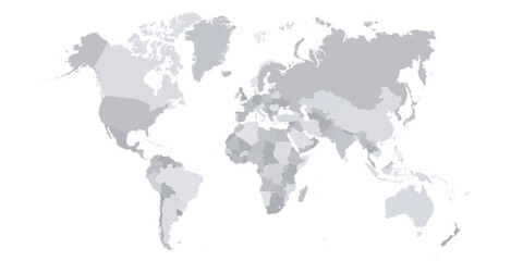 World map vector with country borders shaded monochrome continents global data visualization background