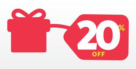 20% off, party, gift, Merry Christmas, buy, promo, commerce, price, value, market, sale, special, box, tag, discount, special. Store, icon, vector, set