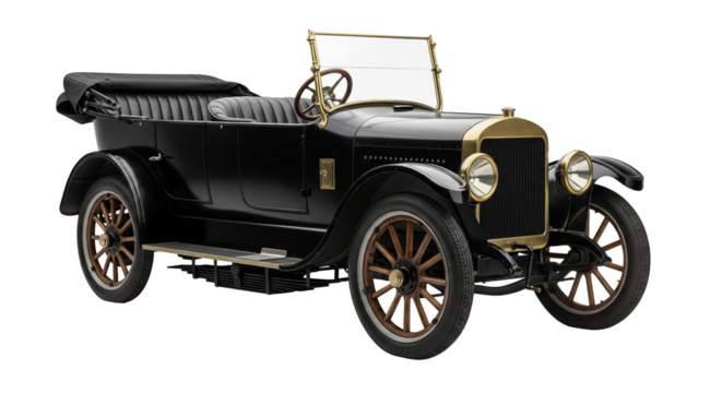 Classic touring automobile showcasing vintage design and utilitarian features in a clear studio setting