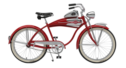 Vintage American cruiser bicycle featuring distinctive streamlined headlamp integrated into the front fender