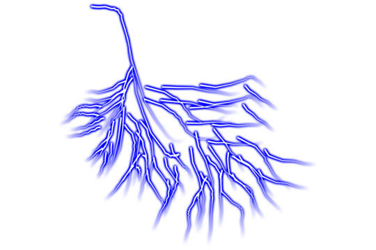 Abstract blue lightning branches against a black background