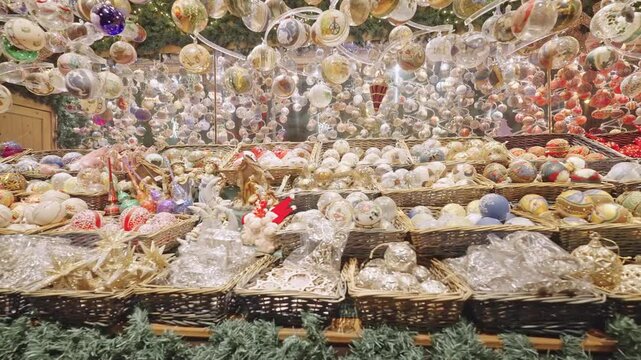 Vienna Christmas Market Ornaments Stall &ndash; Handcrafted Baubles. Captured on November 16,2025.