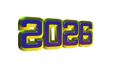 Vibrant 3d rendering of the year 2026 against a stark
