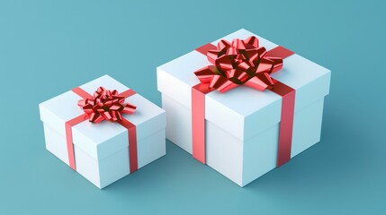 Fototapeta premium Realistic 3d mockup of opened and closed white folding gift box for packaging design