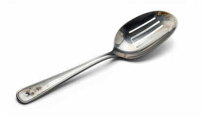 "Metal spatula with flat blade and dark handle on neutral background."