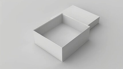 Realistic 3d rendering of an opened and closed white folding gift box mockup for presentations