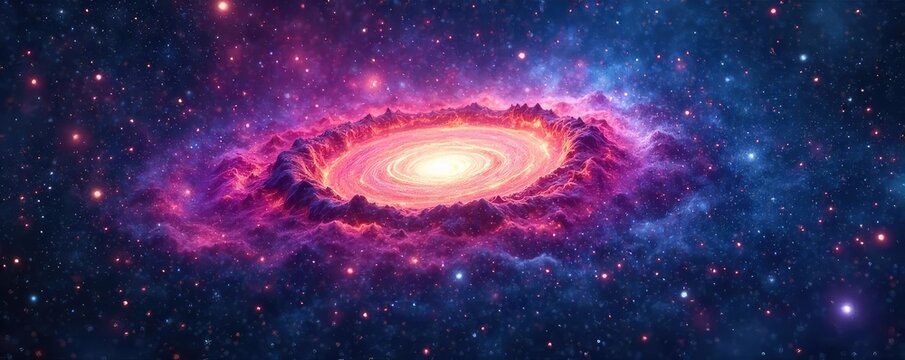 A celestial panorama depicting a vibrant nebula, swirling galaxies, and constellations, representing the vastness and mystery of a religious universe , divine plan, mystery, ethereal