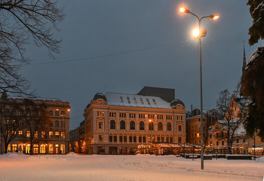 Mikhail Chekhov Riga Russian Theatre in Winter, Latvia