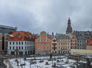 Historic Center of Riga, Latvia with St. Peter's Church View