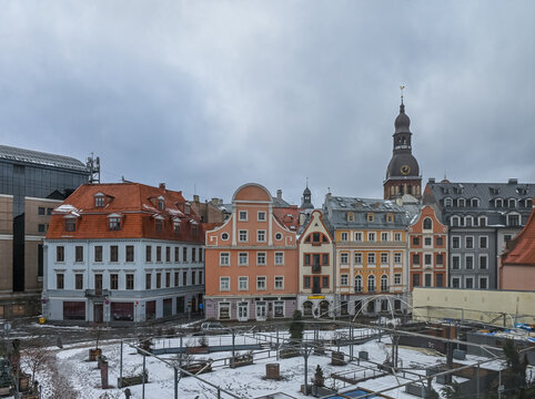 Historic Center of Riga, Latvia with St. Peter's Church View