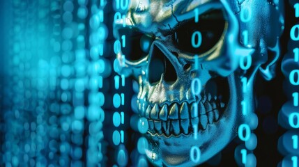 Cybersecurity threats 3d rendered illustration of hacked computer and malware alert symbol