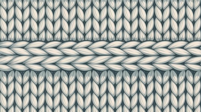 Chunky cable knit seamless vector pattern, cream yarn on teal