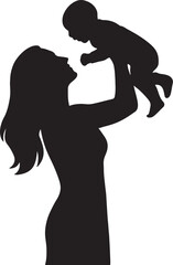 Loving mother lifting infant high in air, showing family bond Vector