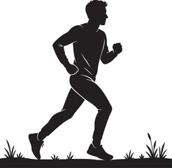Jogger running outdoors lifestyle silhouette vector