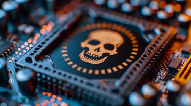 3d rendering of a cybersecurity concept highlighting computer hacking, malware, and system errors