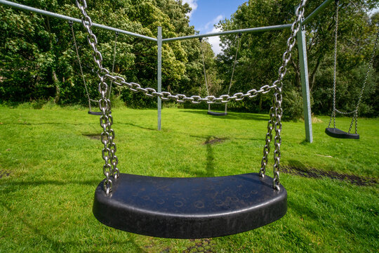 Children's playground at Durrockstock Park - Local Nature Reserve. Scotland, UK. Children and families can now enjoy the area at Park, which has a host of accessible and inclusive facilities. 