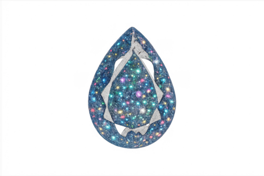 Pear cut galaxy gemstone sparkling with cosmic dust