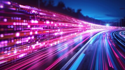 3d illustration of a digital code road concept featuring futuristic pathways and technology